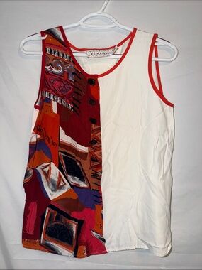 Componix Sleeveless Top with Coral Trim